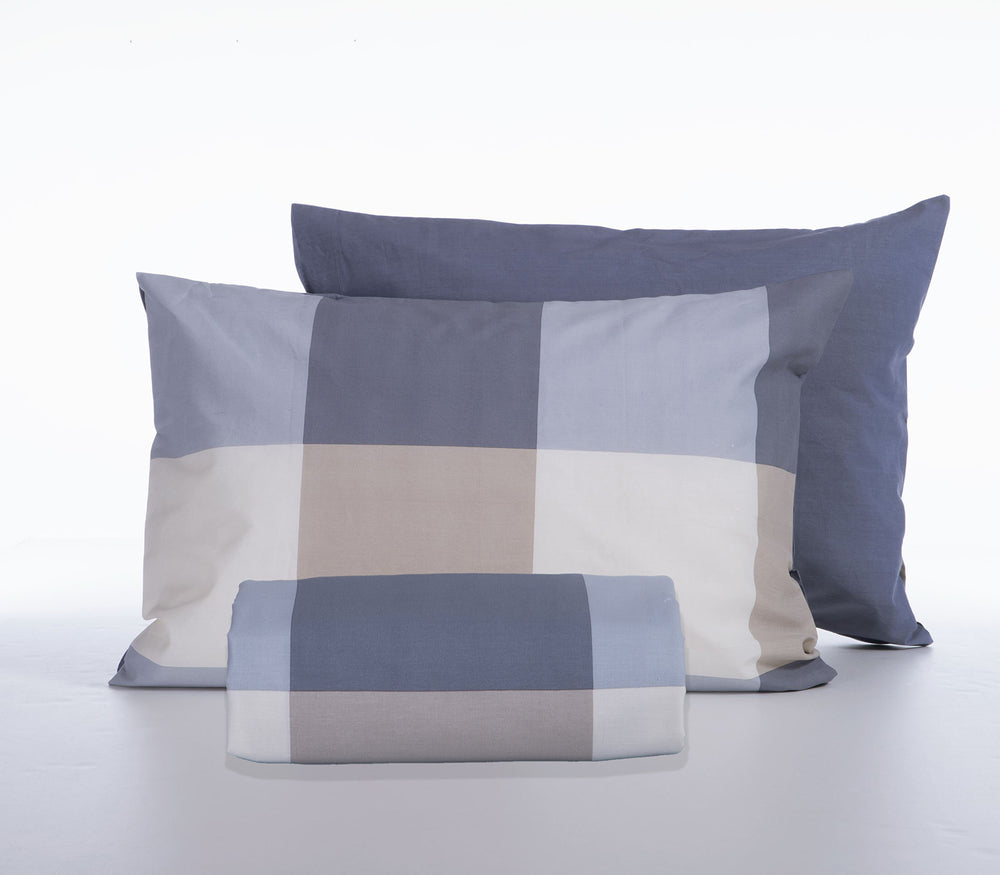 Σετ Παπλωματοθήκη Υπέρδιπλη Μπλε Casual Check 240Χ230 Nef-Nef Homeware