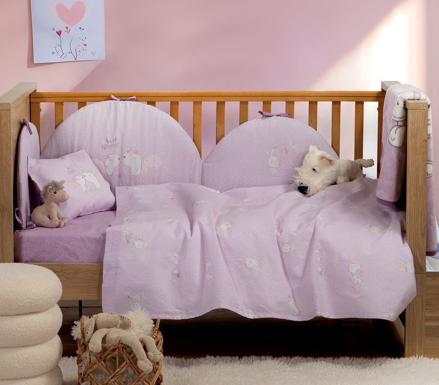 Σετ Βρεφικά Σεντόνια Κούνιας Λιλά Best Friends Nef-Nef Homeware