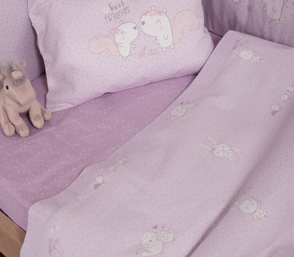 Σετ Βρεφικά Σεντόνια Κούνιας Λιλά Best Friends Nef-Nef Homeware