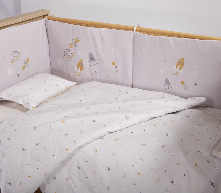 Σετ Βρεφικά Σεντόνια Κούνιας Γκρι My Universe Nef-Nef Homeware