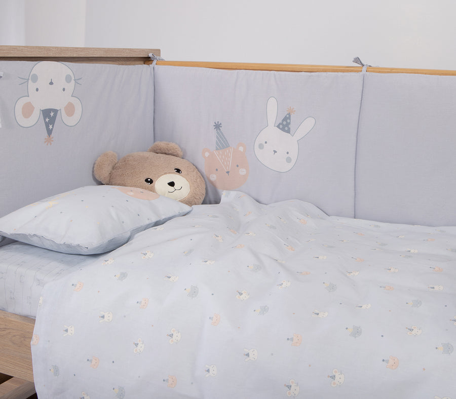 Σετ Βρεφικά Σεντόνια Κούνιας Μπλε Special Party Nef-Nef Homeware
