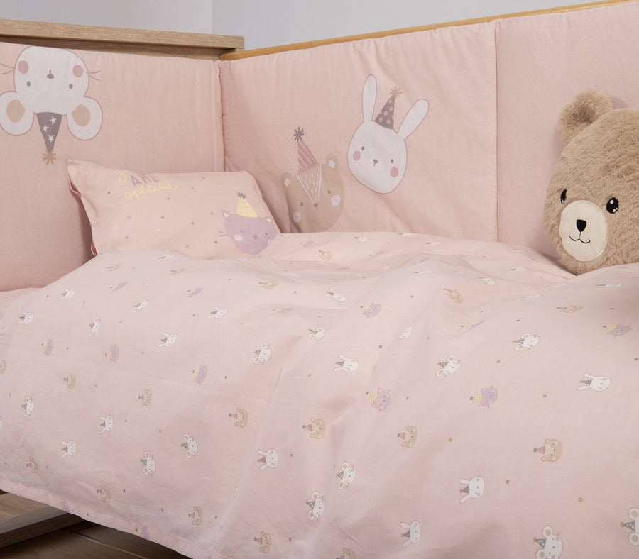 Σετ Βρεφικά Σεντόνια Κούνιας Ροζ Special Party Nef-Nef Homeware