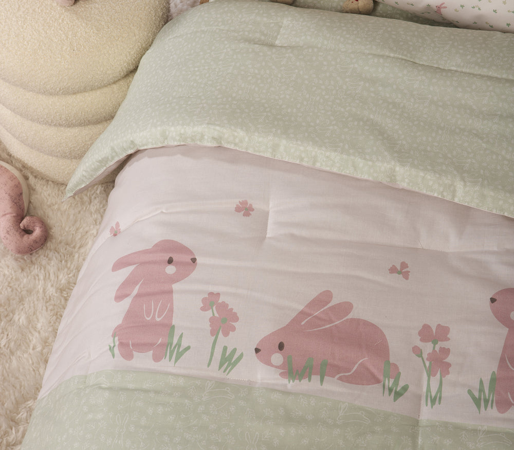 Βρεφικό Πάπλωμα Εκρού/Μέντα Κούνιας Country Bunny Nef-Nef Homeware