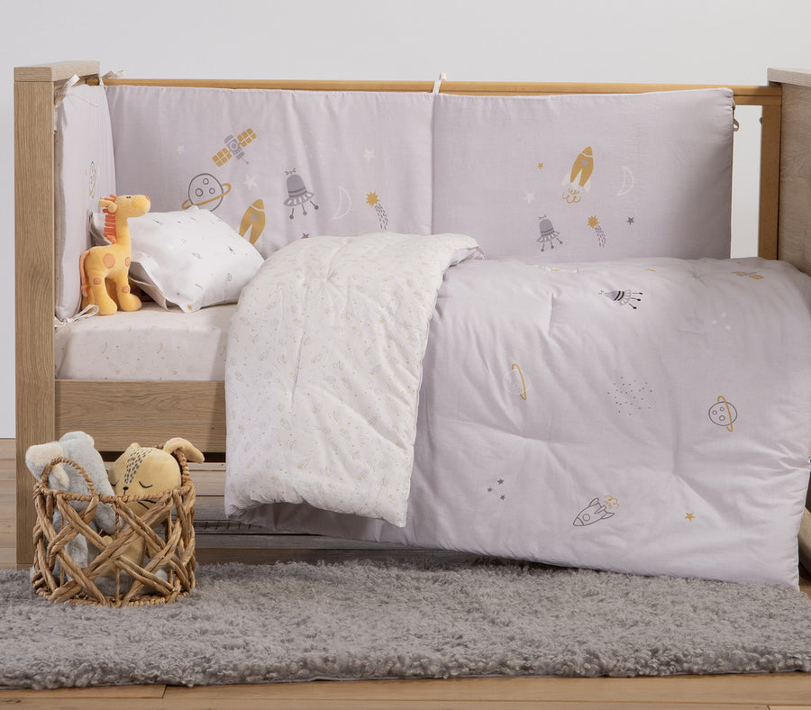 Βρεφικό Πάπλωμα Γκρι Κούνιας My Universe Nef-Nef Homeware