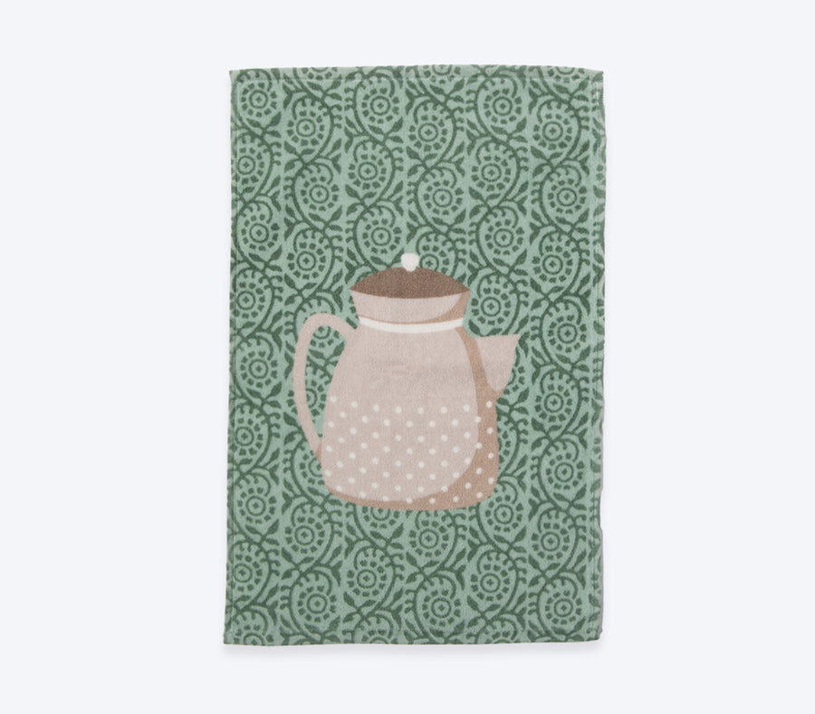 Ποτηρόπανο Πράσινο Βαμβακερό Βελουτέ My Teapot Nef-Nef Homeware 40X60