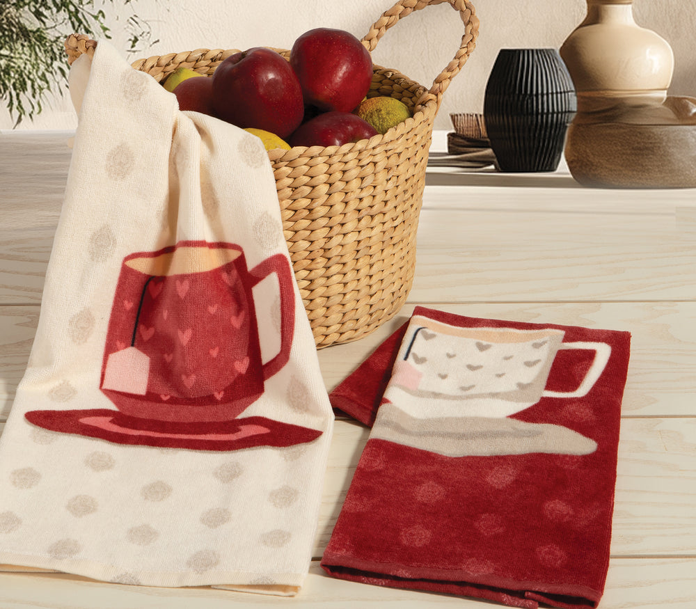 Ποτηρόπανο Εκρού Βαμβακερό Βελουτέ Cup Of Tea Nef-Nef Homeware 40X60