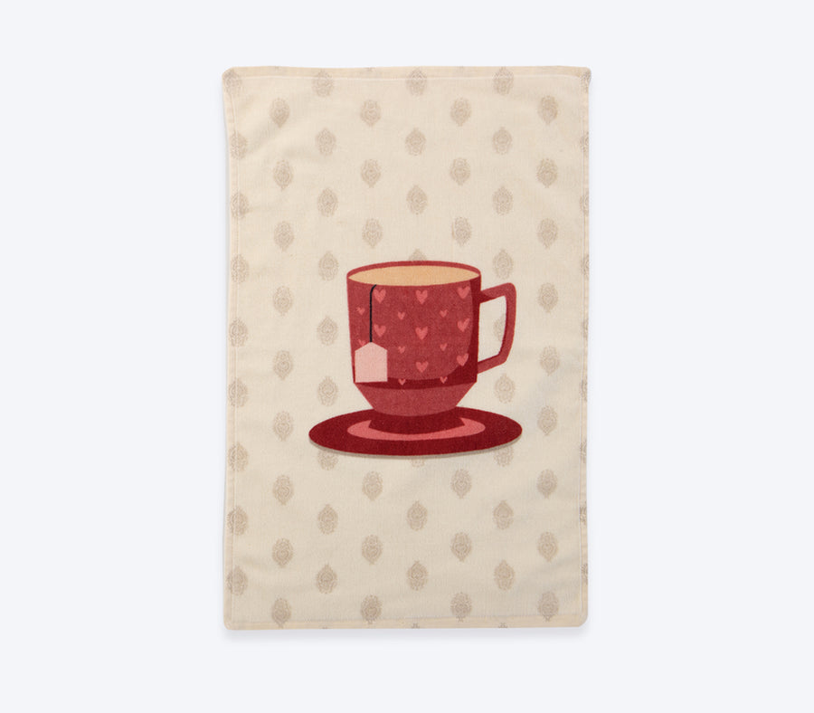 Ποτηρόπανο Εκρού Βαμβακερό Βελουτέ Cup Of Tea Nef-Nef Homeware 40X60