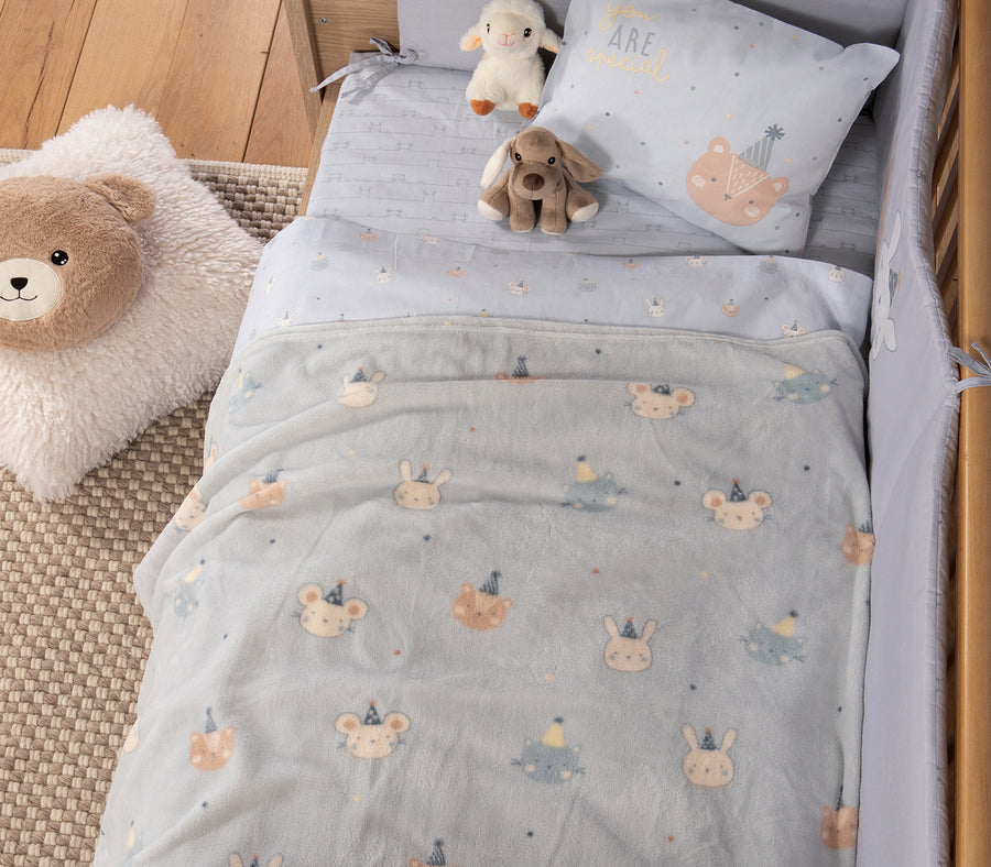 Fleece Κουβέρτα Μπλε Κούνιας Special Party 110X150 Nef-Nef Homeware