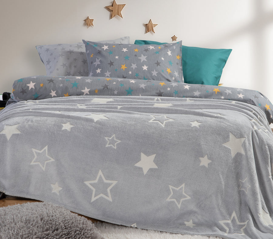 Παιδική Κουβέρτα Γκρι Πολυεστερική Starlight Nef-Nef Homeware