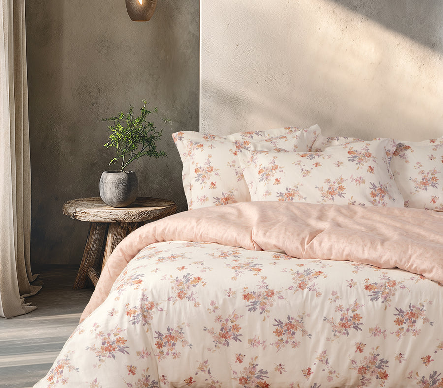 Σετ Σεντόνια Υπέρδιπλα Εκρού/Ροζ Lefebr 240Χ270 Nef-Nef Homeware