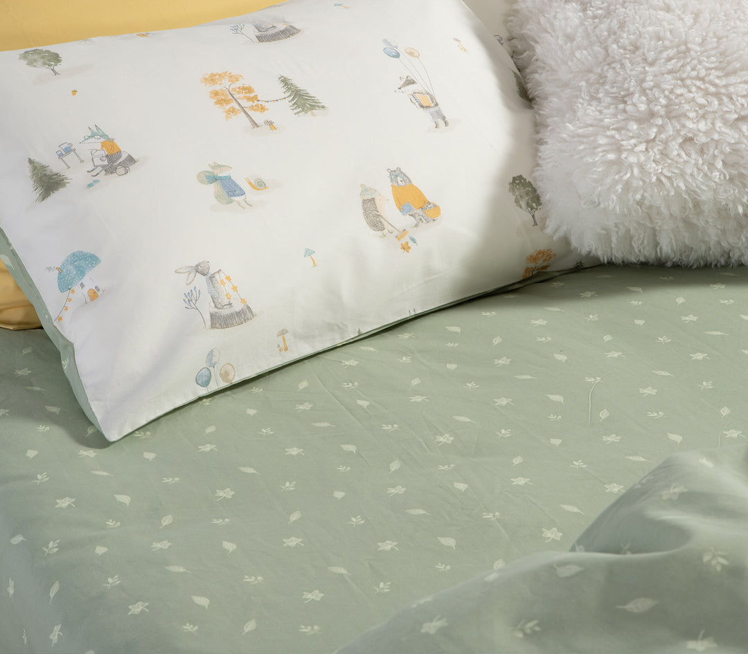 Σετ Παιδικά Σεντόνια Εκρού Woodland Party Nef-Nef Homeware