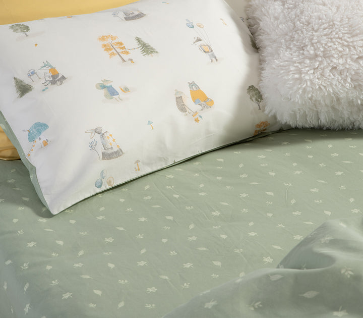 Σετ Παιδικά Σεντόνια Εκρού Woodland Party Nef-Nef Homeware