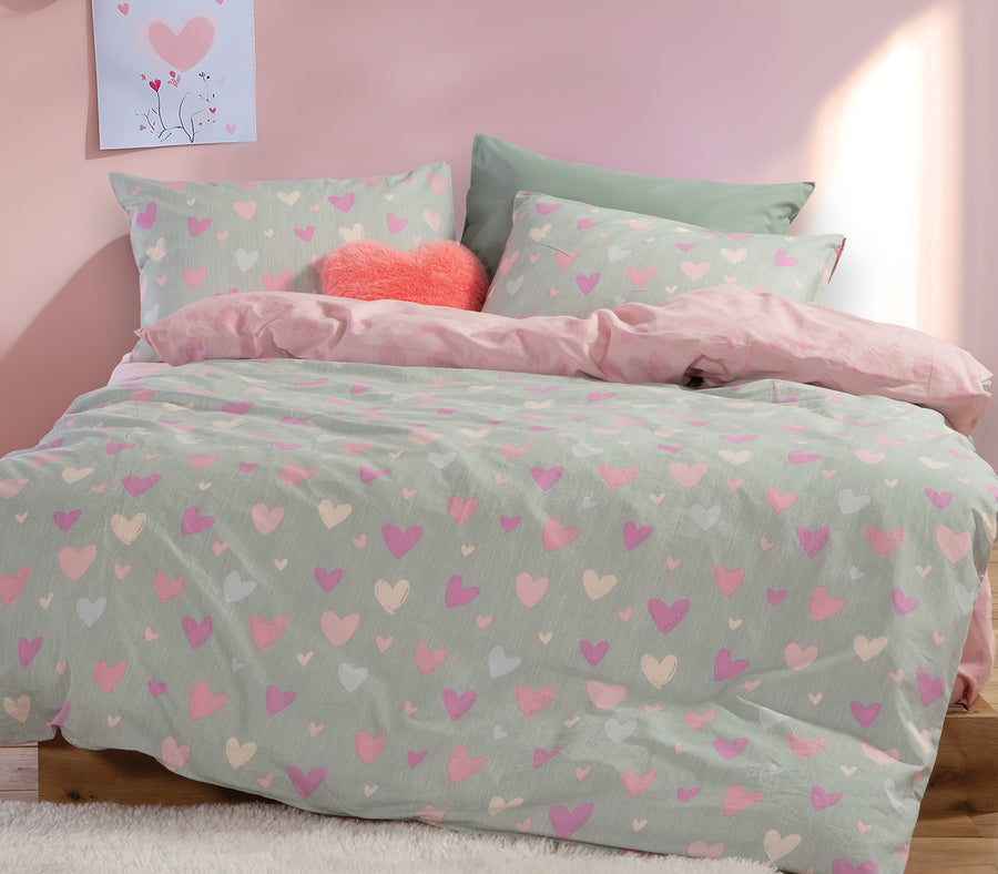 Σετ Παιδικά Σεντόνια Γκρι Hearts Attack Nef-Nef Homeware