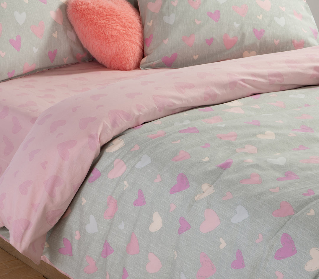 Σετ Παιδικά Σεντόνια Γκρι Hearts Attack Nef-Nef Homeware