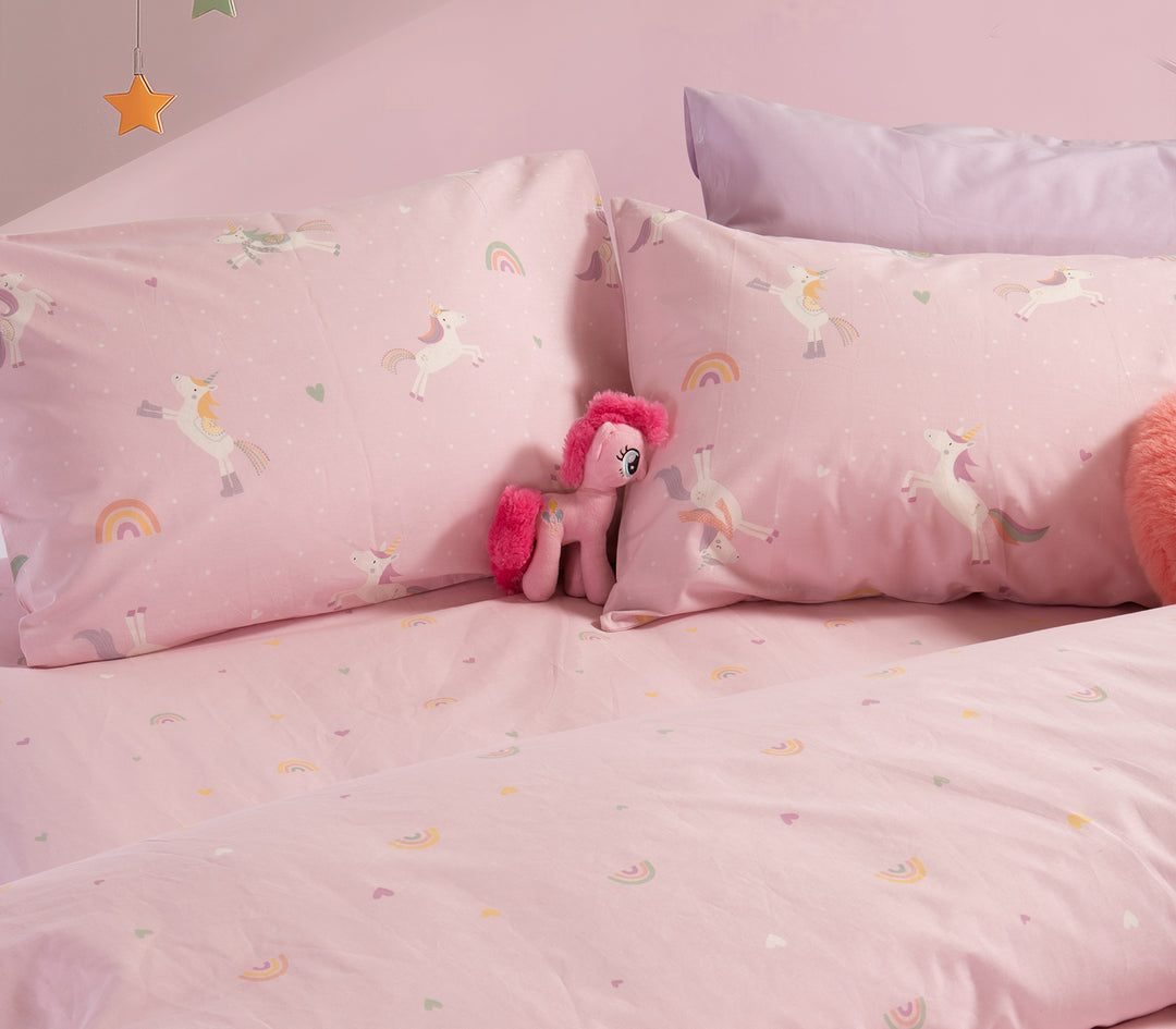 Σετ Παιδικά Σεντόνια Ροζ Unicorns Style Nef-Nef Homeware