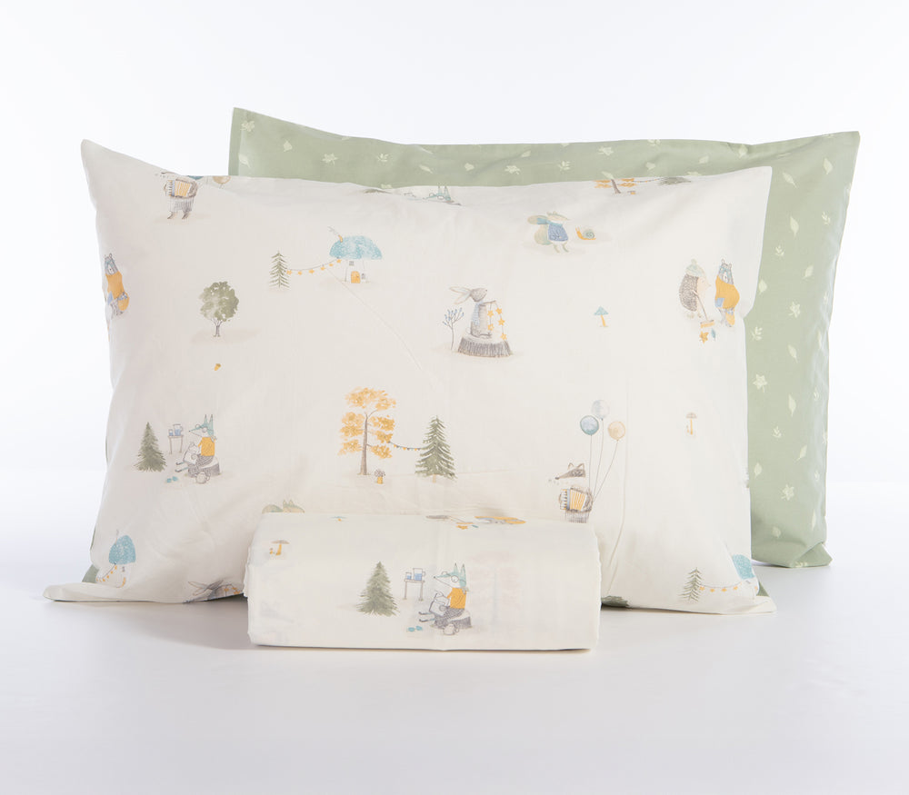 Σετ Παιδική Παπλωματοθήκη Εκρού Woodland Party Nef-Nef Homeware