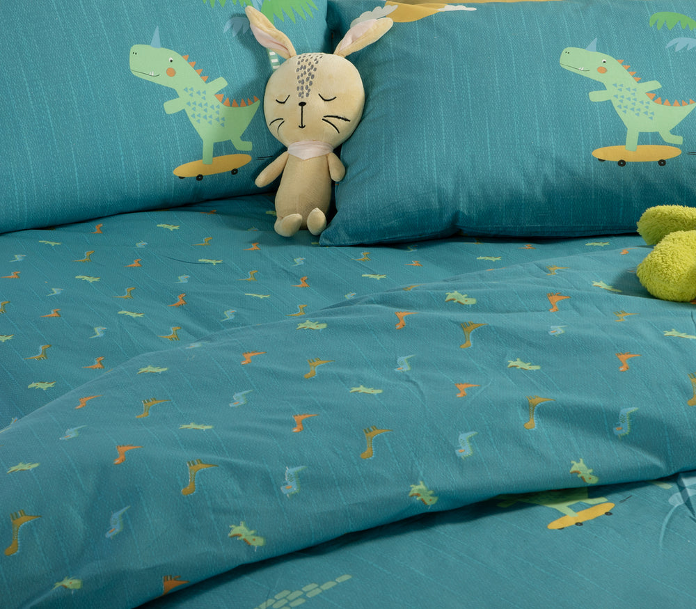 Σετ Παιδική Παπλωματοθήκη Πετρόλ Dinos on Wheels Nef-Nef Homeware