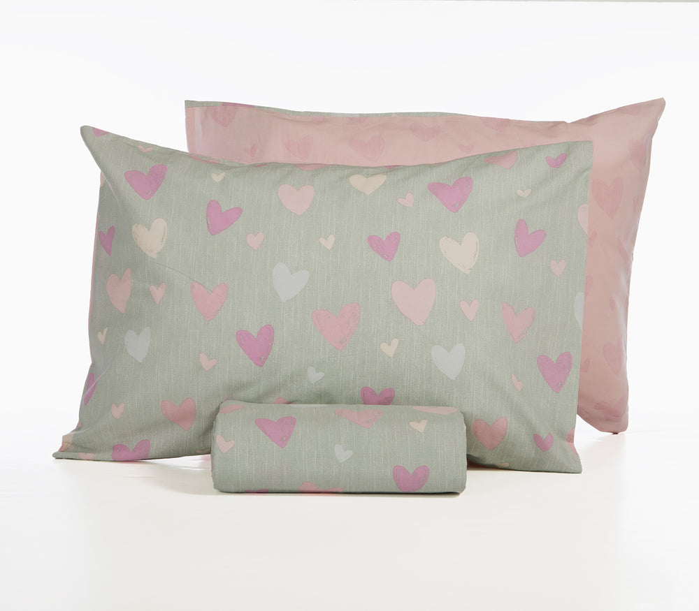 Σετ Παιδική Παπλωματοθήκη Γκρι Hearts Attack Nef-Nef Homeware