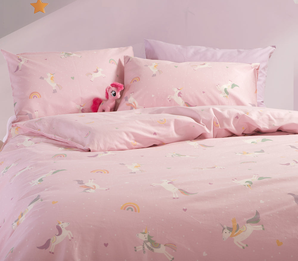 Σετ Παιδική Παπλωματοθήκη Ροζ Unicorns Style Nef-Nef Homeware