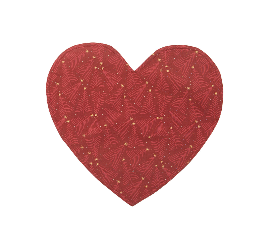 Σουπλά σε σχήμα καρδιάς σε βαθύ κόκκινο χρώμα με μοτίβο από χρυσά αστέρια και διακοσμητικά σχέδια