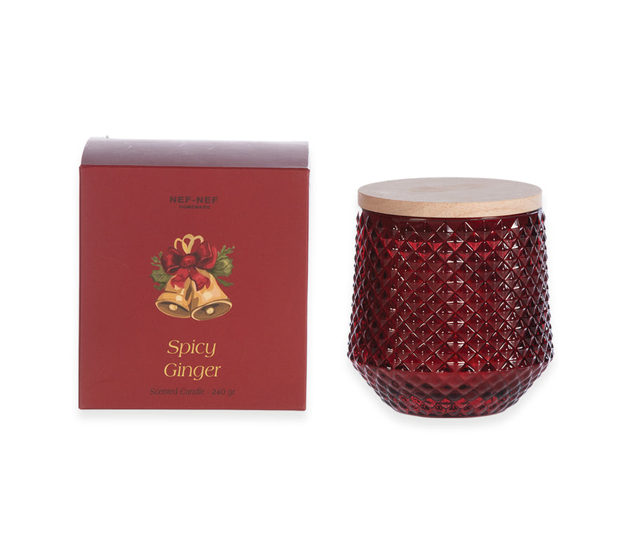 Χριστουγεννιάτικο Αρωματικό Κερί Κόκκινο Spicy Ginger 240gr Nef-Nef Homeware