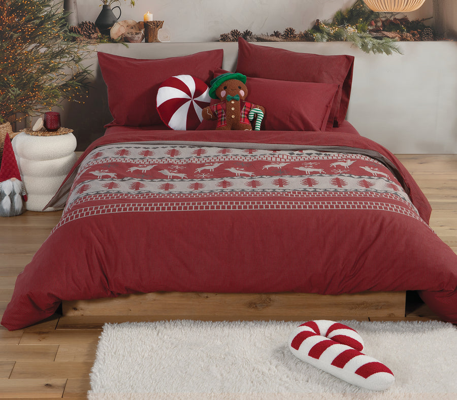 Χριστουγεννιάτικο Σετ Φανελένια Σεντόνια Μονά Μπορντό Tinsel 160X260 Nef-Nef Homeware