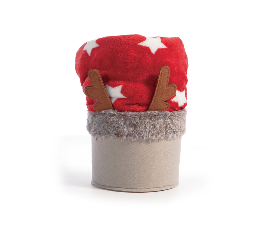 Χριστουγεννιάτικο Καλάθι Christmas Starlight Κόκκινο/Εκρού Με Κουβέρτα Καναπέ 110Χ140 Nef-Nef Homeware