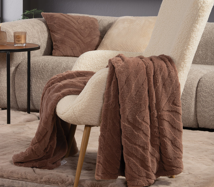 Κουβέρτα Καναπέ Καφέ Sherpa Berien 130X180 Nef-Nef Homeware