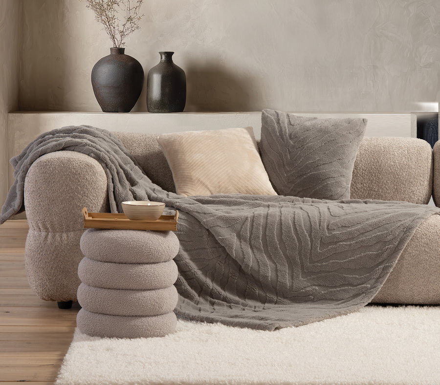 Κουβέρτα Καναπέ Γκρι Sherpa Berien 130X180 Nef-Nef Homeware