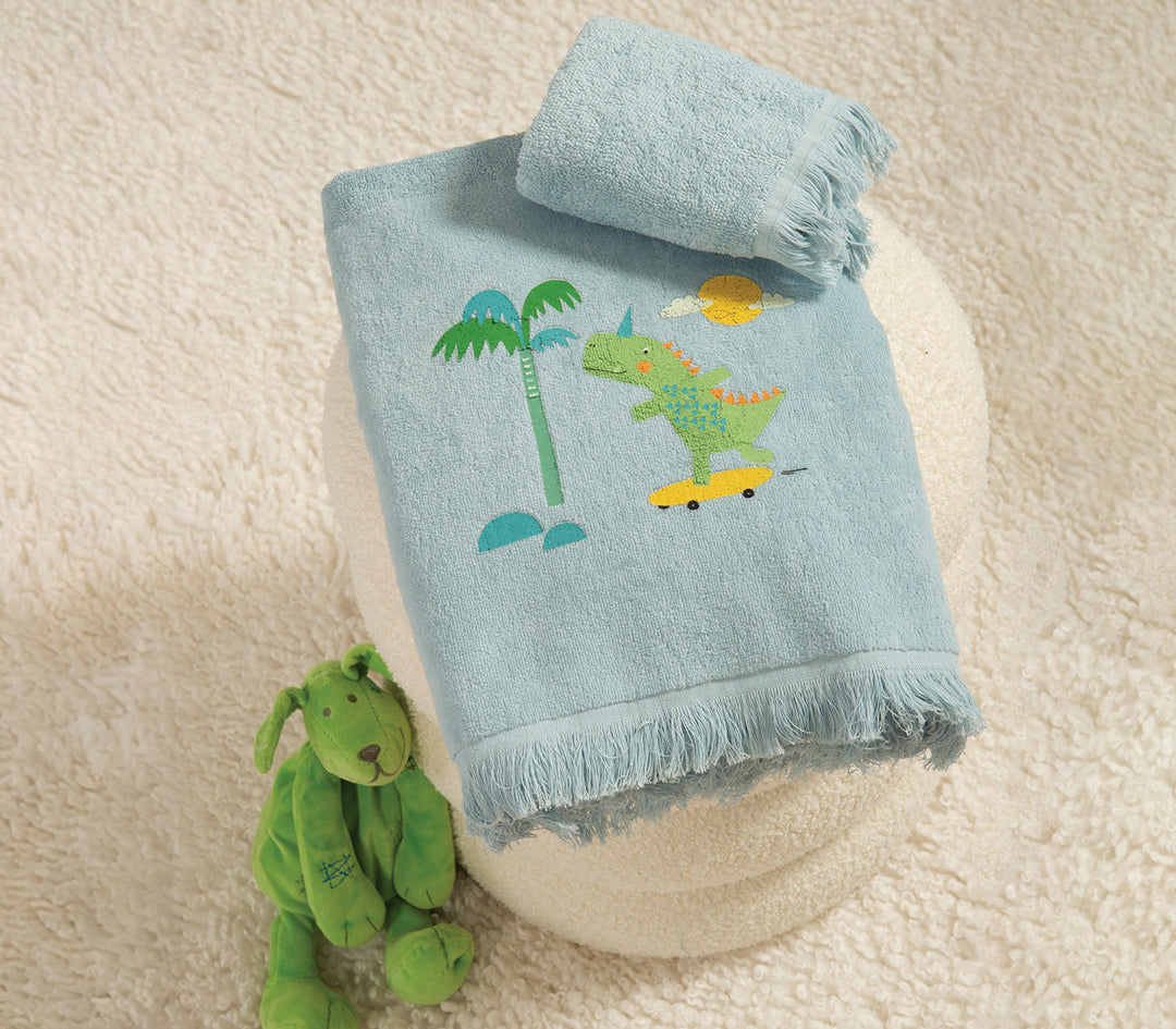 Παιδικές Πετσέτες Μπλε Σετ 2τμχ Dinos on Wheels Nef-Nef Homeware