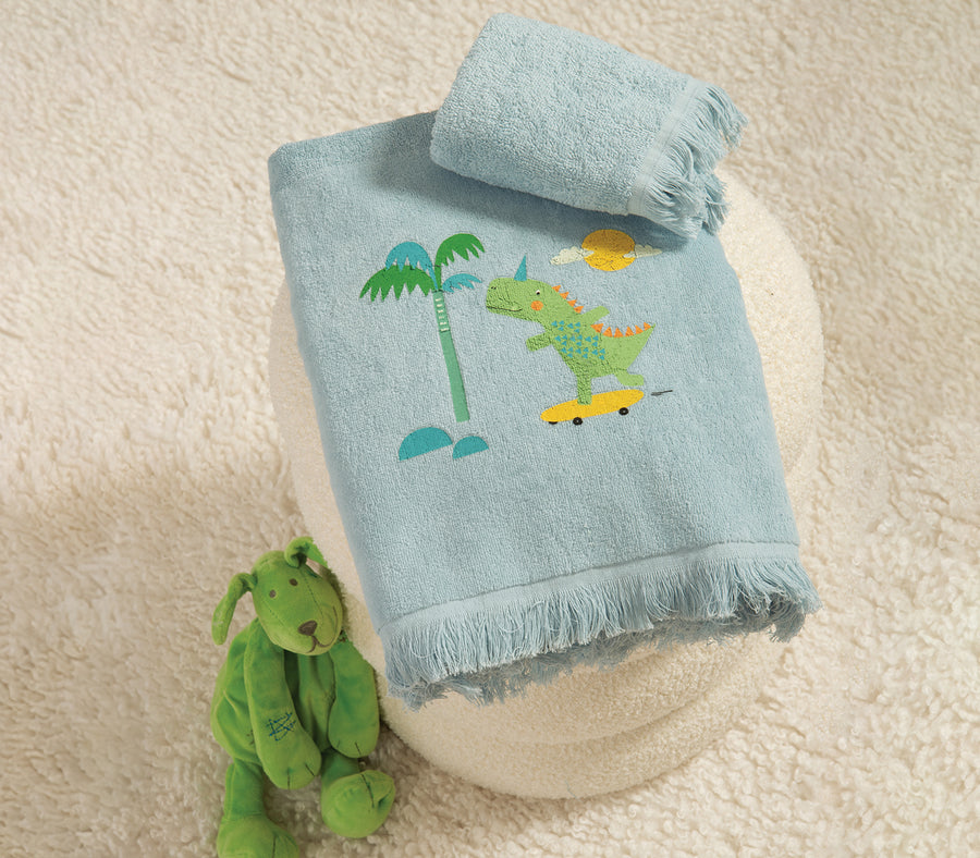 Παιδικές Πετσέτες Μπλε Σετ 2τμχ Dinos on Wheels Nef-Nef Homeware