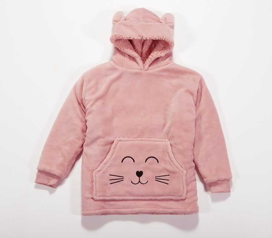 Παιδική Fleece Ρόμπα-Πόντσο Ροζ Smiling Cat Nef-Nef Homeware
