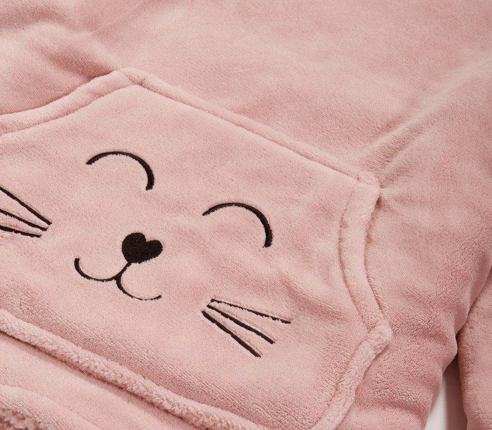 Παιδική Fleece Ρόμπα-Πόντσο Ροζ Smiling Cat Nef-Nef Homeware