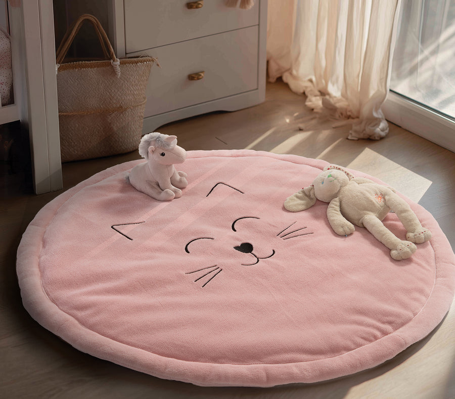 Παιδικό Χαλί Ροζ Στρογγυλό Smiling Cat D.90 Nef-Nef Homeware
