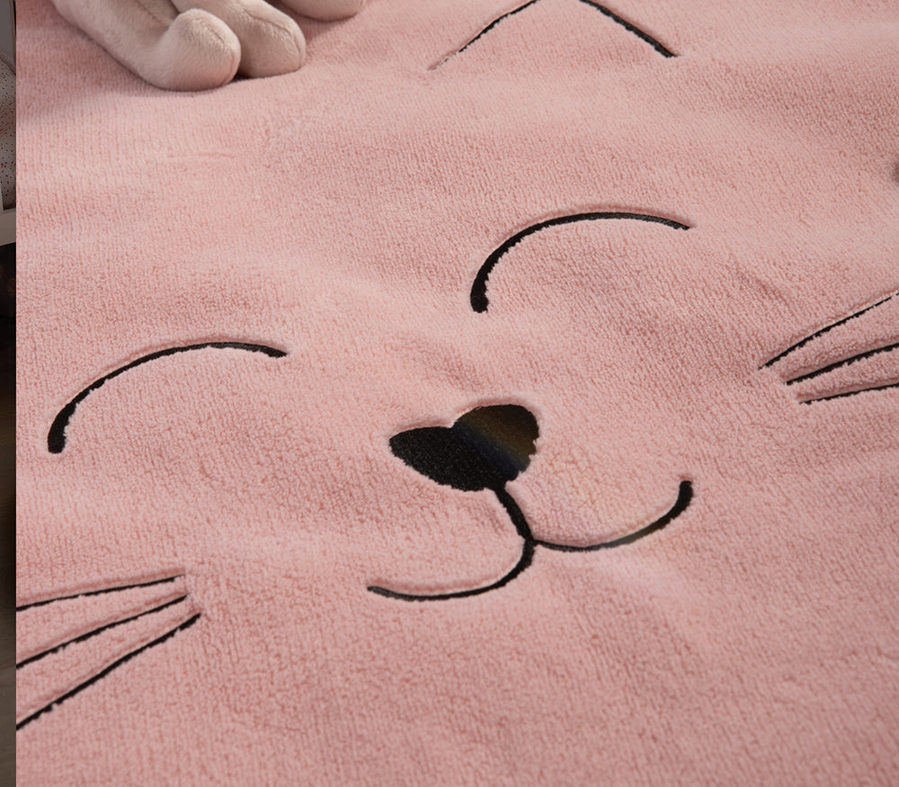 Παιδικό Χαλί Ροζ Στρογγυλό Smiling Cat D.90 Nef-Nef Homeware