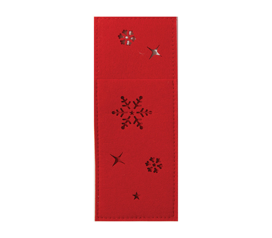 Χριστουγεννιάτικη Θήκη Μαχαιροπήρουνων Κόκκινη Snow Felt 2τμχ Nef-Nef Homeware
