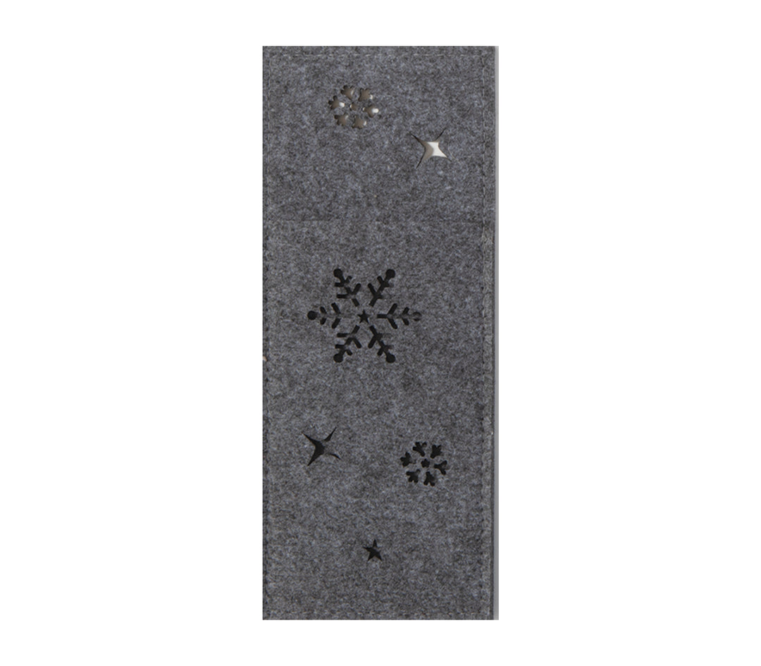 Το ChatGPT είπε:

Γκρι χριστουγεννιάτικη θήκη για μαχαιροπίρουνα με κοπτικά σχέδια από αστέρια και νιφάδες χιονιού.