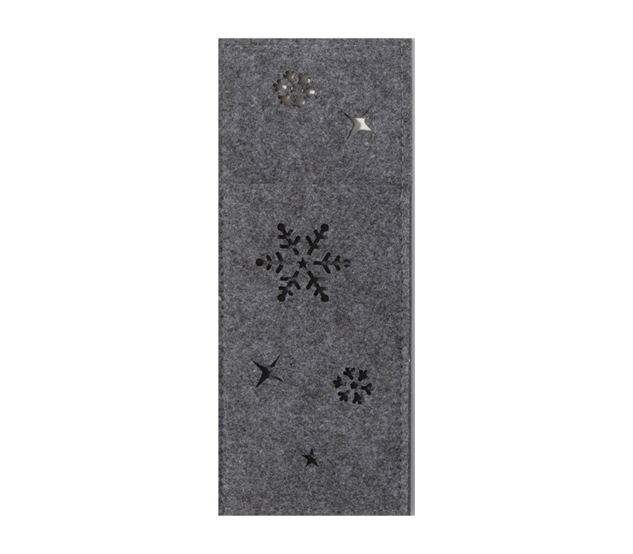 Χριστουγεννιάτικη Θήκη Μαχαιροπήρουνων Γκρι Snow Felt 2τμχ Nef-Nef Homeware