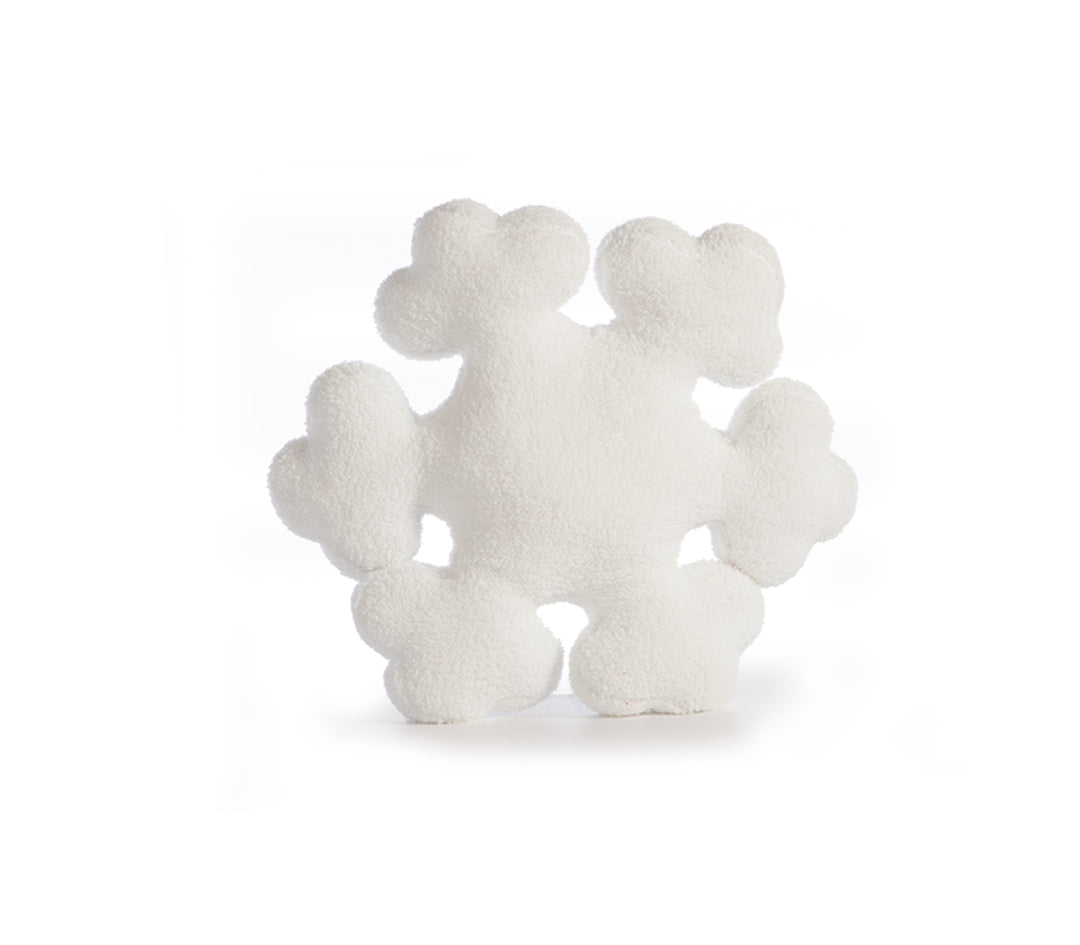 Λευκό διακοσμητικό μαξιλάρι σε σχήμα χιονονιφάδας με απαλή, αφράτη υφή