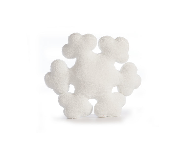 Λευκό διακοσμητικό μαξιλάρι σε σχήμα χιονονιφάδας με απαλή, αφράτη υφή