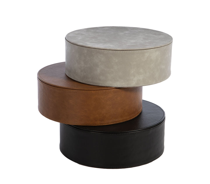 Κουτί Στρογγυλό Καφέ από Τεχνητό Δέρμα Lethal Σετ 2τμχ Nef-Nef Homeware