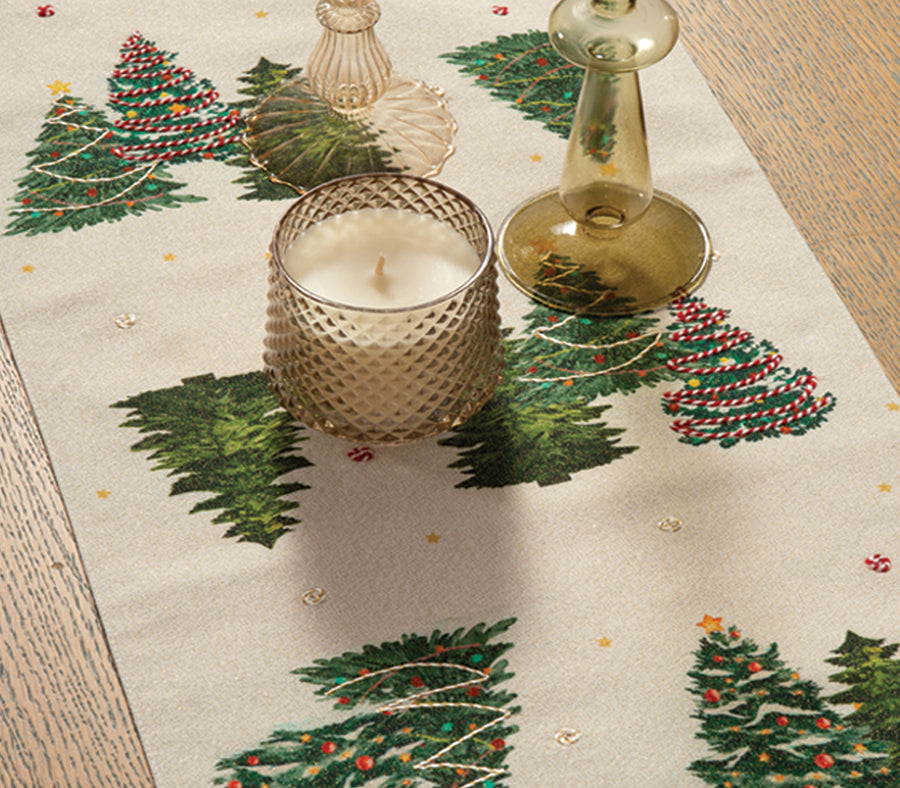 Χριστουγεννιάτικη Τραβέρσα Μπεζ Happy Holiday 33X150 Nef-Nef Homeware