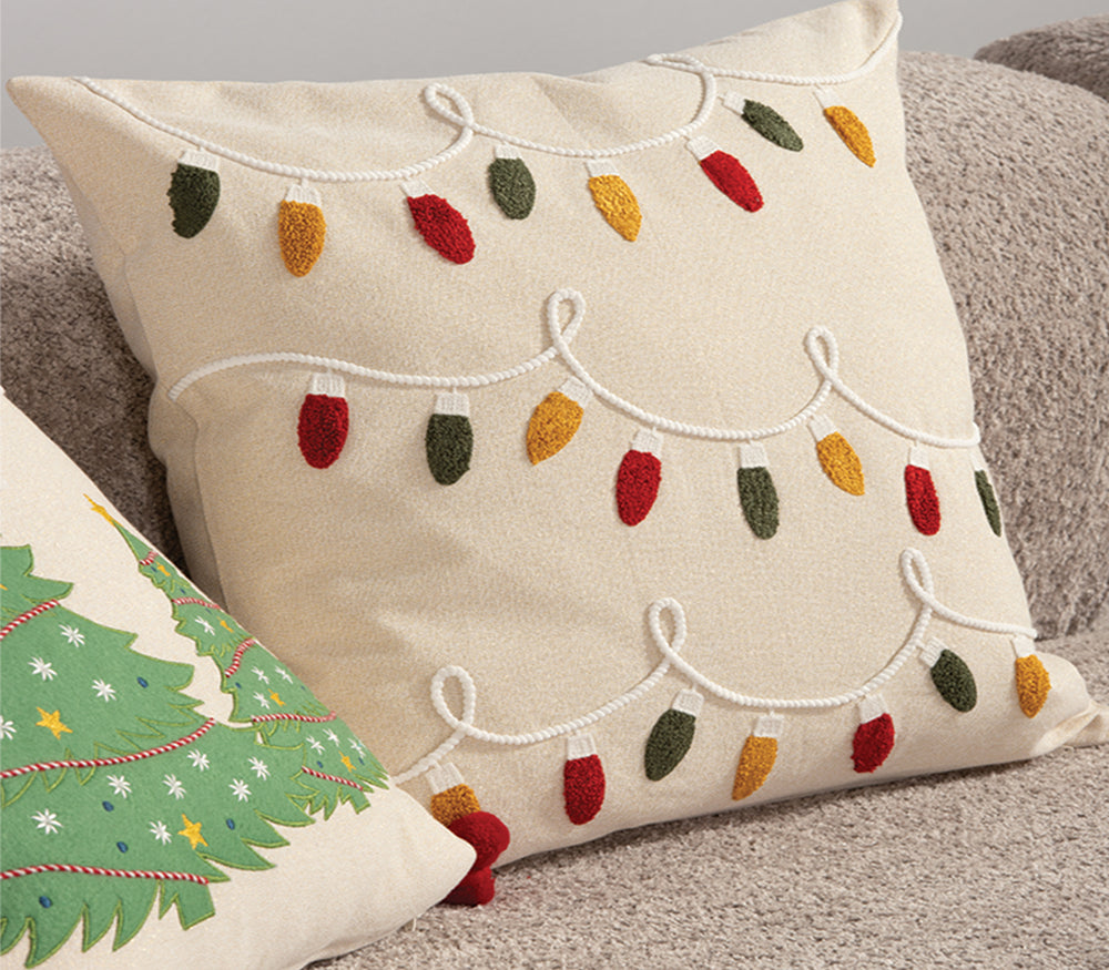 Χριστουγεννιάτικο Διακοσμητικό Μαξιλάρι Μπεζ Happy Holiday Lights Nef-Nef Homeware