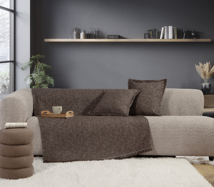 Ριχτάρι Τριθέσιου Καναπέ Καφέ Alamo 170X300 Nef-Nef Homeware