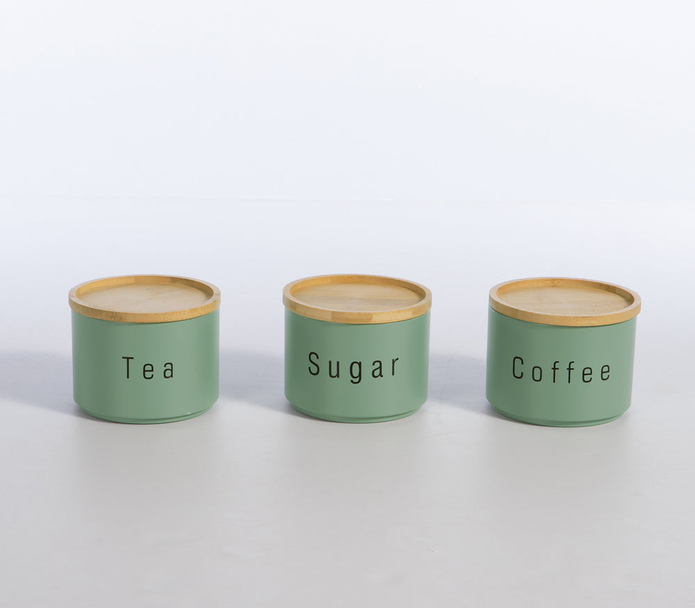 Δοχείο Μεταλλικό Πράσινο "Coffee/Tea/Sugar" Σετ 3τμχ Nef-Nef Homeware