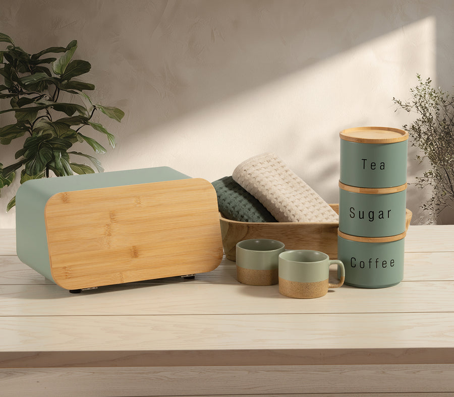 Δοχείο Μεταλλικό Πράσινο "Coffee/Tea/Sugar" Σετ 3τμχ Nef-Nef Homeware