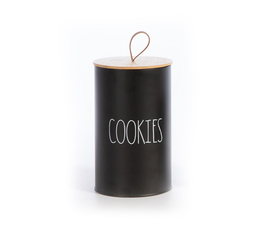 Δοχείο Μεταλλικό Μαύρο για Μπισκότα "Cookies" Nef-Nef Homeware 12X12X20