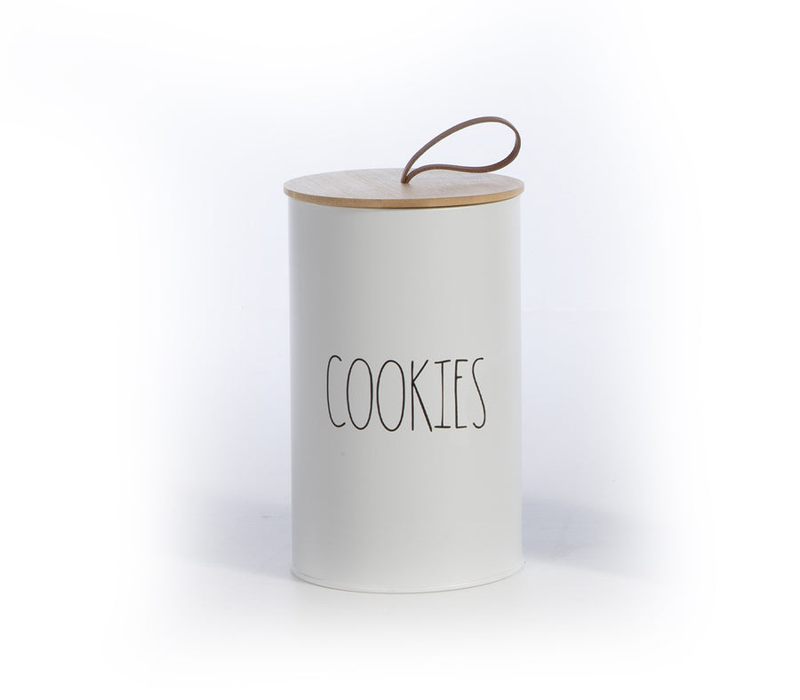 Δοχείο Μεταλλικό Λευκό για Μπισκότα "Cookies" Nef-Nef Homeware 12X12X20