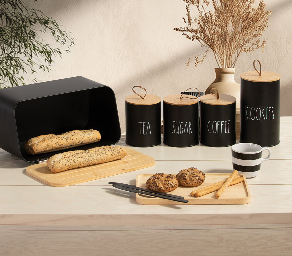 Δοχείο Μεταλλικό Μαύρο για Μπισκότα "Cookies" Nef-Nef Homeware 12X12X20