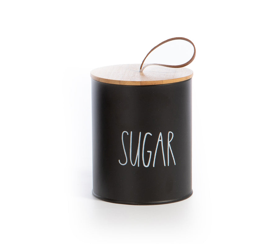 Δοχείο Μεταλλικό Μαύρο για Ζάχαρη "Sugar" Nef-Nef Homeware 10,4X10,4X13